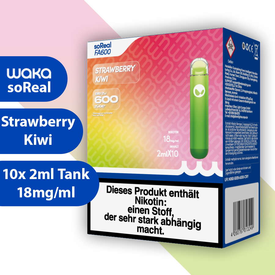 Waka soReal - Strawberry Kiwi (10er Box)